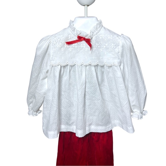 VTG 80's/90's NEW YORK KIDS White Top w/ Red Velour Pants Christmas Outfit 3T - Picture 2 of 9